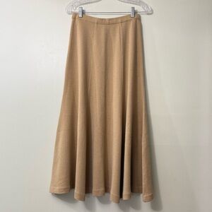 SELINA CANADA TAN 100% WOOL KNIT FLARED SKIRT ELASTIC WAIST